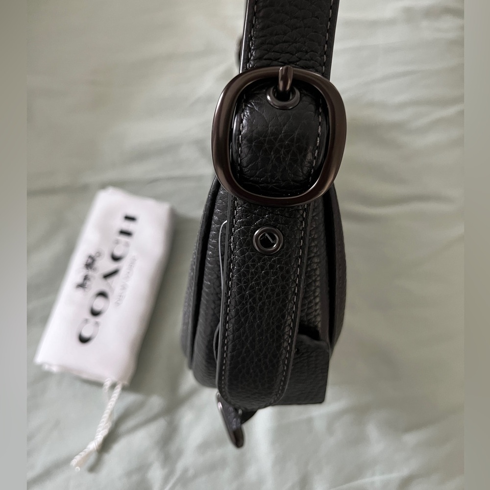 Coach Black Pebbled Leather LUNA  Shoulder Bag - Picture 8 of 16